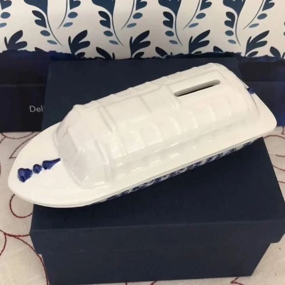 NEW Heinen Delfts Blauw Blue/White I LOVE AMSTERDAM Canal Boat House Coin Bank - Picture 2 of 5